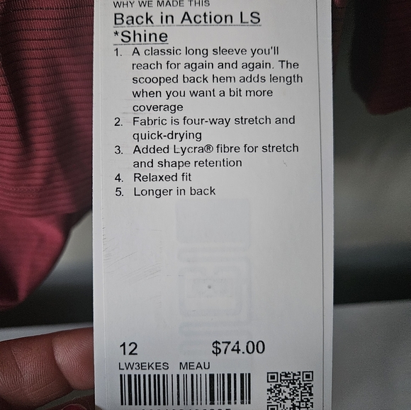 Women's Red Lululemon Long Sleeve Top - Picture 4 of 5